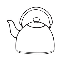Black and white vector illustration of tea kettle