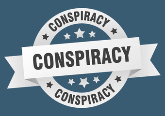 conspiracy ribbon. conspiracy round white sign. conspiracy