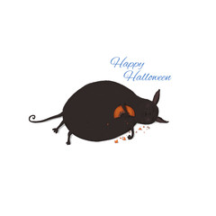  fat black cat ate a pumpkin waiting for halloween