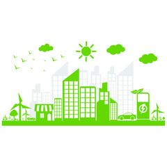 Green city concept with beautiful natural energy.