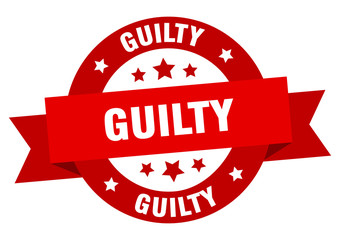 guilty ribbon. guilty round red sign. guilty