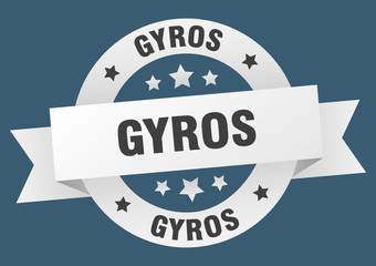gyros ribbon. gyros round white sign. gyros