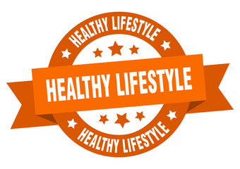 healthy lifestyle ribbon. healthy lifestyle round orange sign. healthy lifestyle
