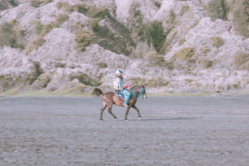 Indonesian National Park Bromo Tengger which is often visited by tourists from various foreign...