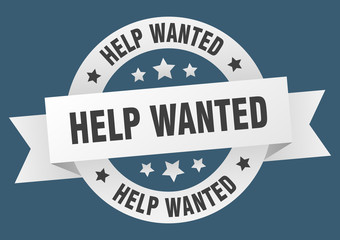 Obraz premium help wanted ribbon. help wanted round white sign. help wanted
