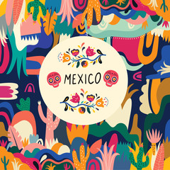 Mexico vector illustration. Colorful Mexican design. Abstract decor for Mexican holidays and party