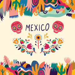 Fototapeta na wymiar Mexico vector illustration. Colorful Mexican design.