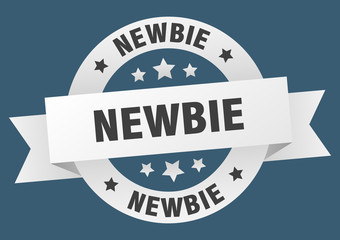 Fototapeta premium newbie ribbon. newbie round white sign. newbie