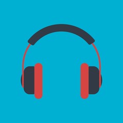 Headphones icon on blue background vector illustration