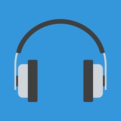Headphones icon on blue background vector illustration