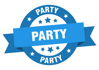 Fototapeta premium party ribbon. party round blue sign. party