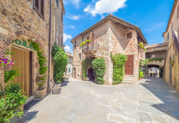 Montemerano (Italy) - The awesome historical center of the medieval and renaissance stone town in...
