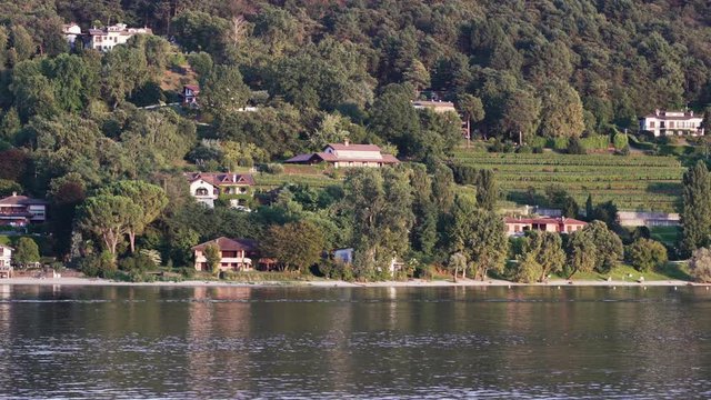 Nature and houses at Ranco village on Lake Maggiore