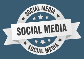 Obraz premium social media ribbon. social media round white sign. social media