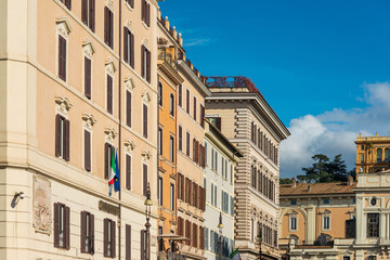 Fototapeta na wymiar ROME, ITALY - January 17, 2019: Traditional street view of old buildings. Rome is a city and special comune in Italy. With 2.9 million residents. Rome, ITALY