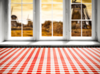 Window background of free space for your decoration and tablecloth 