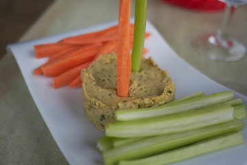Chickpeas hummus and crudite
