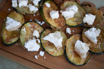 Fried zucchini and goat cheese