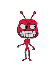 alien monster ausserirdischer böse wütend sauer verärgert stinksauer zähne knirschen ausrasten wahnsinnig werden durchdrehen comic cartoon clipart gesicht lustig