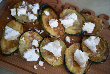 Fried zucchini and goat cheese