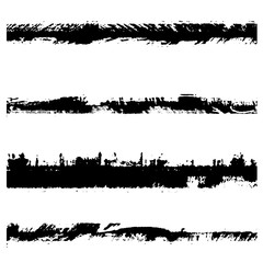 Dry brush strokes. Set of grunge pattern black on white background. Vector lines are jagged