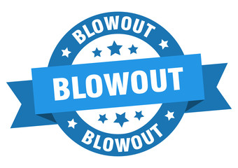 blowout ribbon. blowout round blue sign. blowout