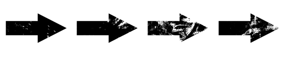 Set of grunge style arrows in black on white background