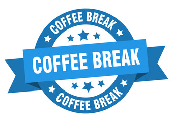 Fototapeta premium coffee break ribbon. coffee break round blue sign. coffee break