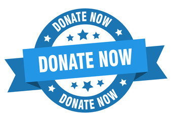 donate now ribbon. donate now round blue sign. donate now