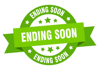 ending soon ribbon. ending soon round green sign. ending soon
