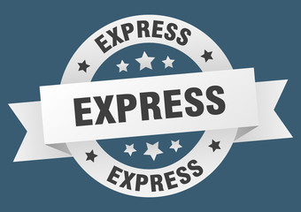 express ribbon. express round white sign. express
