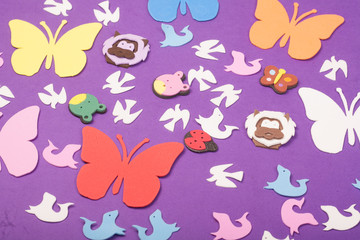 animals toys on a purple background