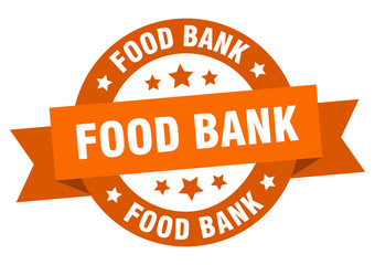 food bank ribbon. food bank round orange sign. food bank