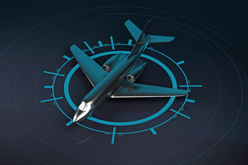 chrome airplane on black plane