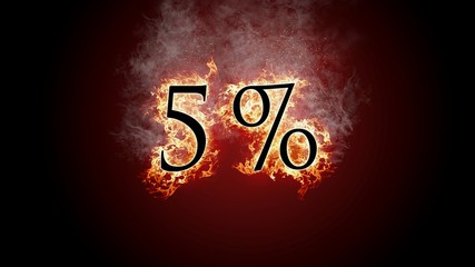 3D rendering marketing text with flame of fire on black background