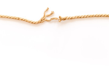 stress concept with breaking rope on white background top view mockup