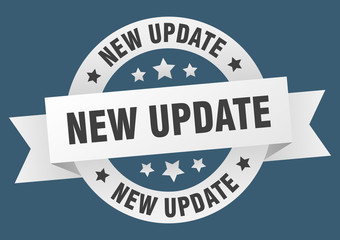 new update ribbon. new update round white sign. new update