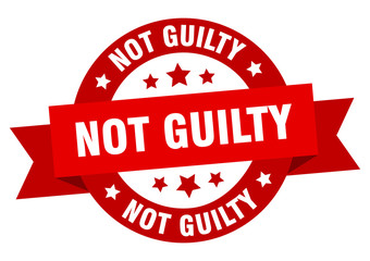 not guilty ribbon. not guilty round red sign. not guilty