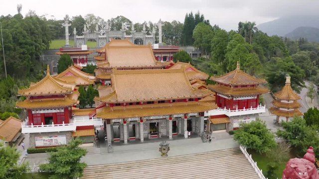 drone view of famous attraction Wenwu temple