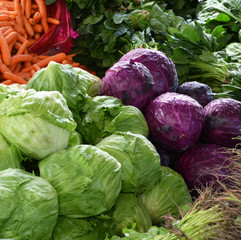 organic and fresh greens at the market