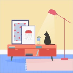 Living room interior design illustration