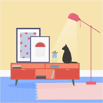 Living room interior design illustration