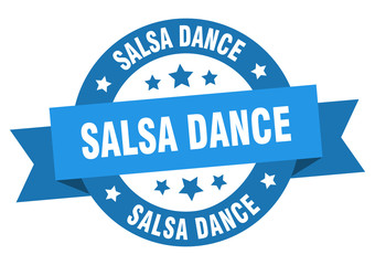 salsa dance ribbon. salsa dance round blue sign. salsa dance