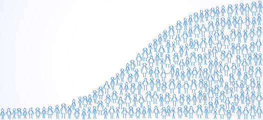 World population, stick figures forming world population statistic - obrazy, fototapety, plakaty