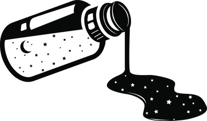 Ink poured from bottle