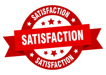 satisfaction ribbon. satisfaction round red sign. satisfaction