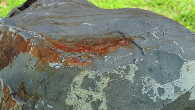 Shale stone : is a fine-grained, clastic sedimentary rock composed of mud that is a mix of flakes of clay minerals and tiny fragments of other minerals, on ground field.
