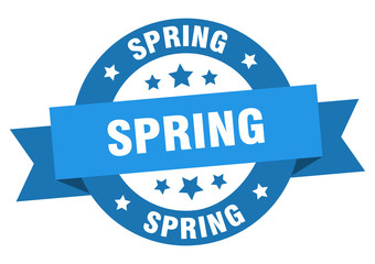 spring ribbon. spring round blue sign. spring