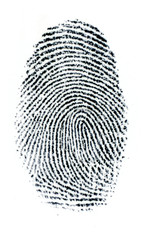 Finger Print on white Paper. Black and White.