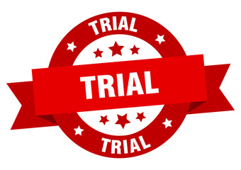 trial ribbon. trial round red sign. trial